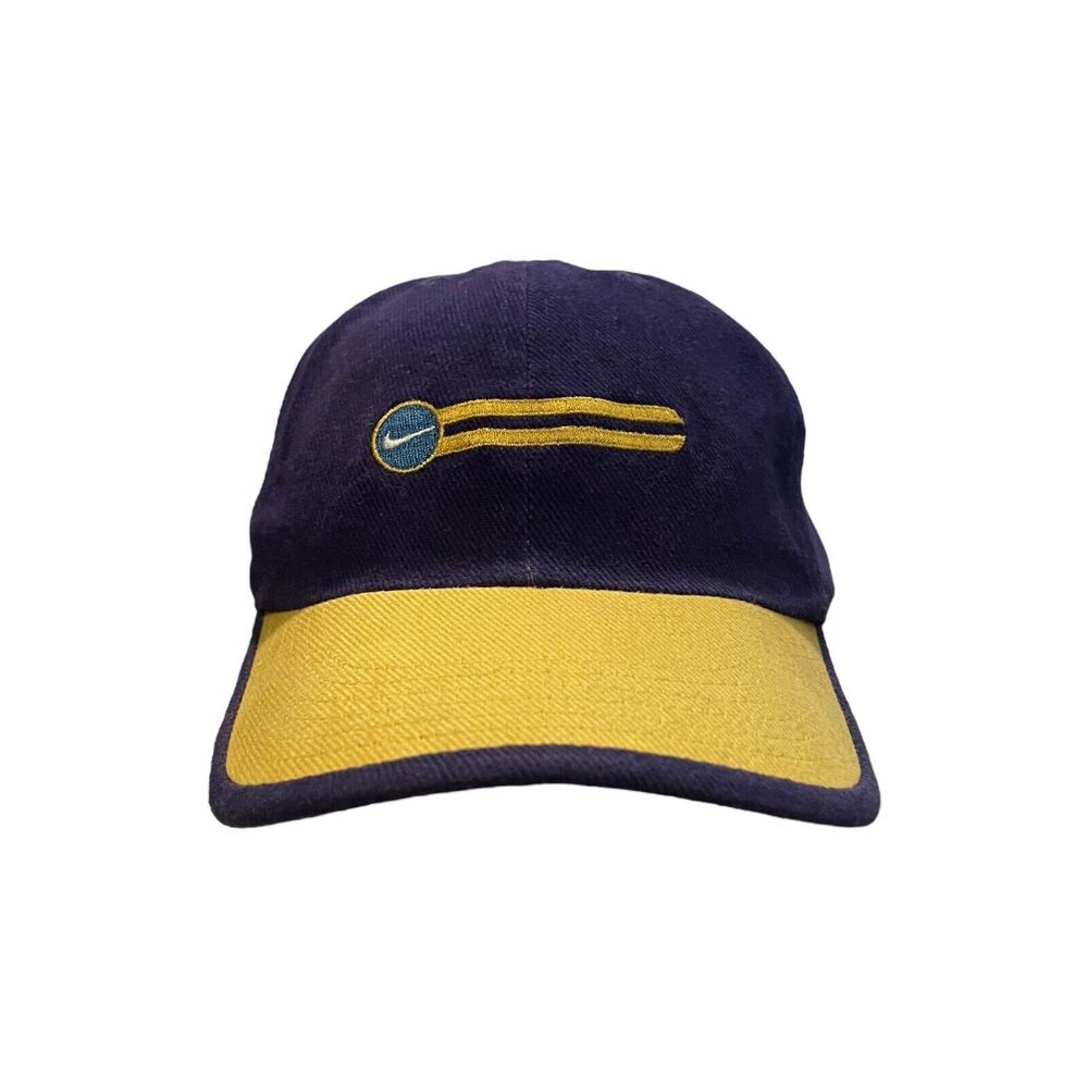 Nike Vintage 90’s Snapback Cap Hat Logo Purple Yellow Gold